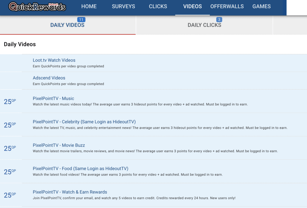 get paid to watch ads on quickrewards